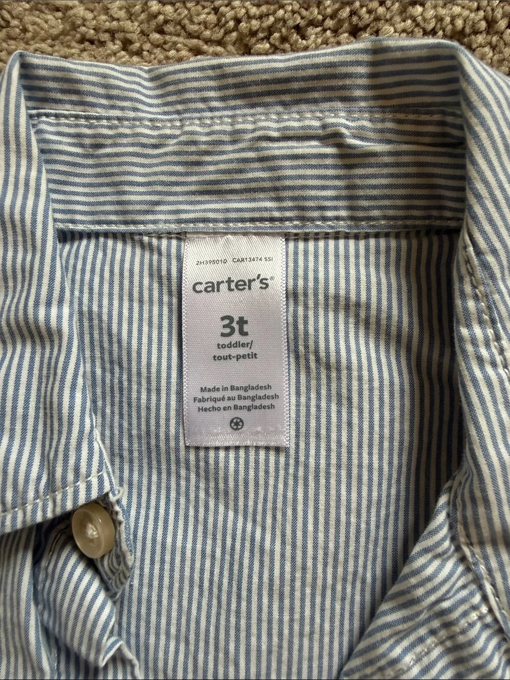 Carter's Blue Pinstripe Button-Down Shirt with Flamingo Shorts